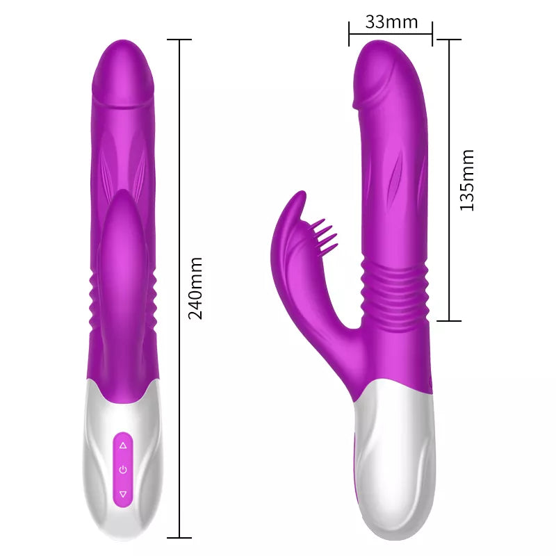 Vibrador Doble Estimulacion con Rotacion Telescopica FoxShow